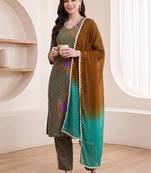 Women Ethnic Motifs Printed Regular Pure Cotton Kurta with Trousers & With Dupatta