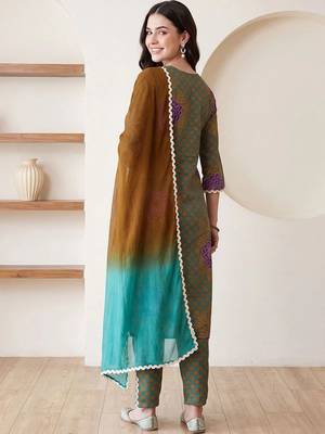 Women Ethnic Motifs Printed Regular Pure Cotton Kurta with Trousers & With Dupatta 4