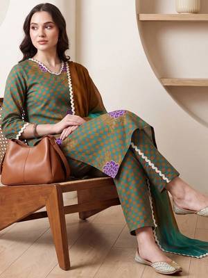 Women Ethnic Motifs Printed Regular Pure Cotton Kurta with Trousers & With Dupatta 5