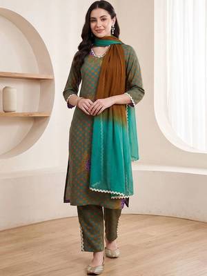 Women Ethnic Motifs Printed Regular Pure Cotton Kurta with Trousers & With Dupatta 6