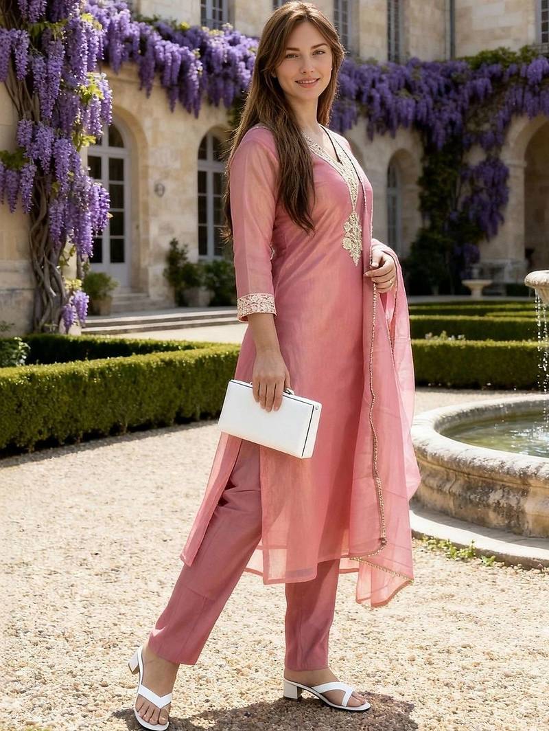 Women Ethnic Motifs Embroidered Regular Kurta with Trousers & With Dupatta