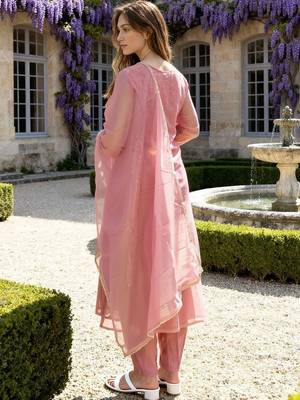 Women Ethnic Motifs Embroidered Regular Kurta with Trousers & With Dupatta 3
