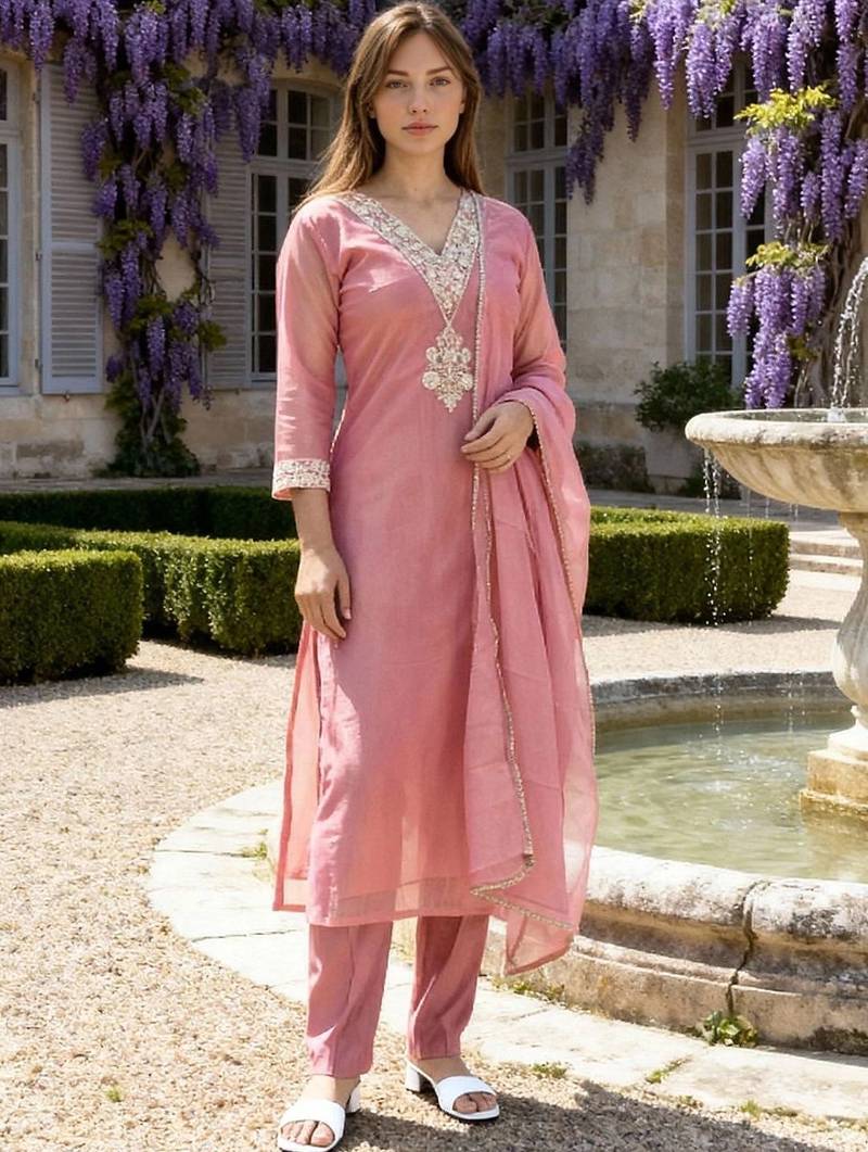 Women Ethnic Motifs Embroidered Regular Kurta with Trousers & With Dupatta