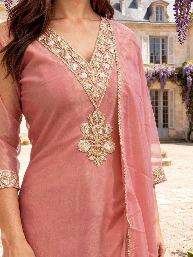 Women Ethnic Motifs Embroidered Regular Kurta with Trousers & With Dupatta