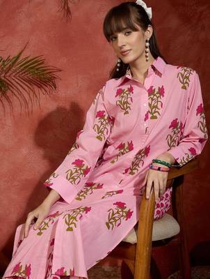 Women Floral Printed Regular Pure Cotton Kurta with Palazzos 1