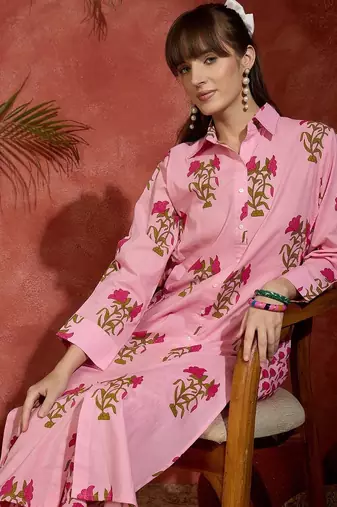 Women Floral Printed Regular Pure Cotton Kurta with Palazzos
