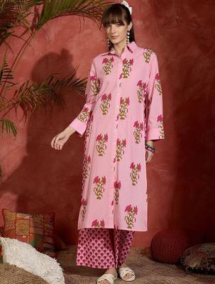 Women Floral Printed Regular Pure Cotton Kurta with Palazzos 6
