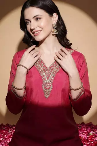 Women Ethnic Motifs Embroidered Regular Kurta with Trousers