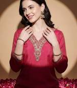 Women Ethnic Motifs Embroidered Regular Kurta with Trousers