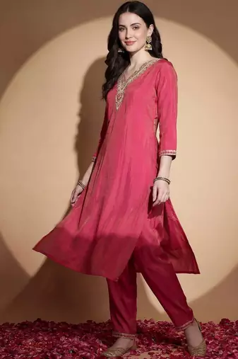 Women Ethnic Motifs Embroidered Regular Kurta with Trousers