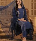 Women Paisley Embroidered Regular Sequinned Kurta with Trousers & With Dupatta