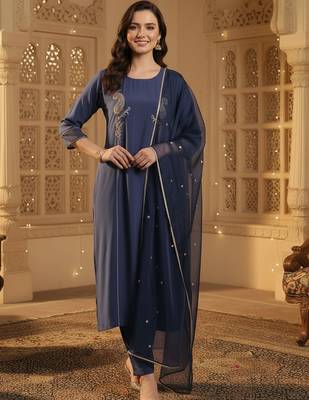 Women Paisley Embroidered Regular Sequinned Kurta with Trousers & With Dupatta 2