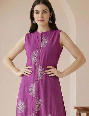Women Ethnic Motifs Embroidered Regular Thread Work Pure Cotton Kurta with Palazzos 1