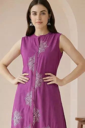 Women Ethnic Motifs Embroidered Regular Thread Work Pure Cotton Kurta with Palazzos