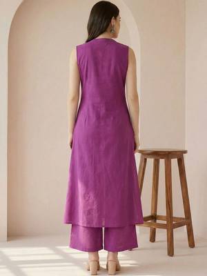 Women Ethnic Motifs Embroidered Regular Thread Work Pure Cotton Kurta with Palazzos 6