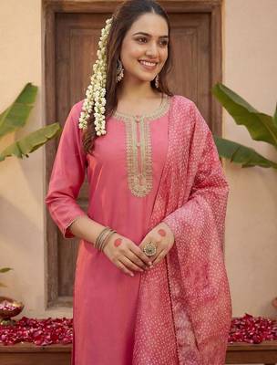 Women Ethnic Motifs Embroidered Regular Thread Work Kurta with Trousers & With Dupatta 2