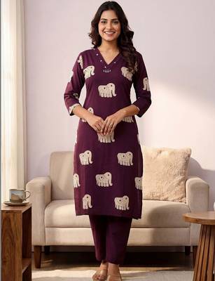 Women Ethnic Motifs Printed Regular Pure Cotton Kurta with Trousers 4