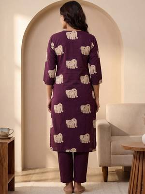 Women Ethnic Motifs Printed Regular Pure Cotton Kurta with Trousers 5