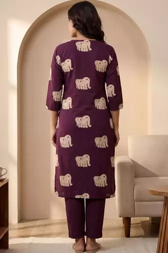 Women Ethnic Motifs Printed Regular Pure Cotton Kurta with Trousers