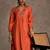 Women Ethnic Motifs Embroidered Pleated Thread Work Liva Kurta with Trousers