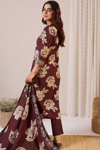 Women Floral Printed Kurta with Trousers & Dupatta