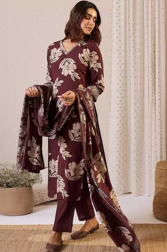Women Floral Printed Kurta with Trousers & Dupatta