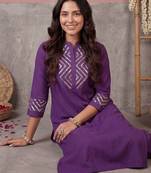 Women Yoke Design Regular Sequinned Kurta with Trousers