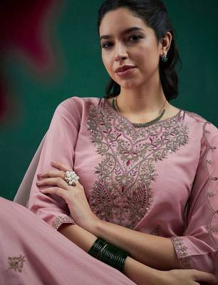 Women Ethnic Motifs Embroidered Regular Thread Work Kurta with Trousers & With Dupatta 2