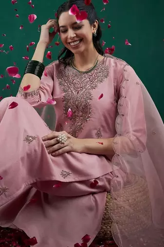 Women Ethnic Motifs Embroidered Regular Thread Work Kurta with Trousers & With Dupatta