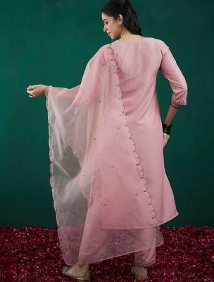 Women Ethnic Motifs Embroidered Regular Thread Work Kurta with Trousers & With Dupatta 4