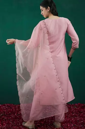 Women Ethnic Motifs Embroidered Regular Thread Work Kurta with Trousers & With Dupatta