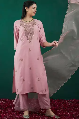 Women Ethnic Motifs Embroidered Regular Thread Work Kurta with Trousers & With Dupatta