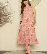 Women Floral Printed Pure Cotton A-Line Kurta with Trouser