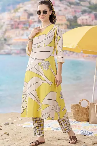 Women Printed Regular Pure Cotton Kurta with Trousers