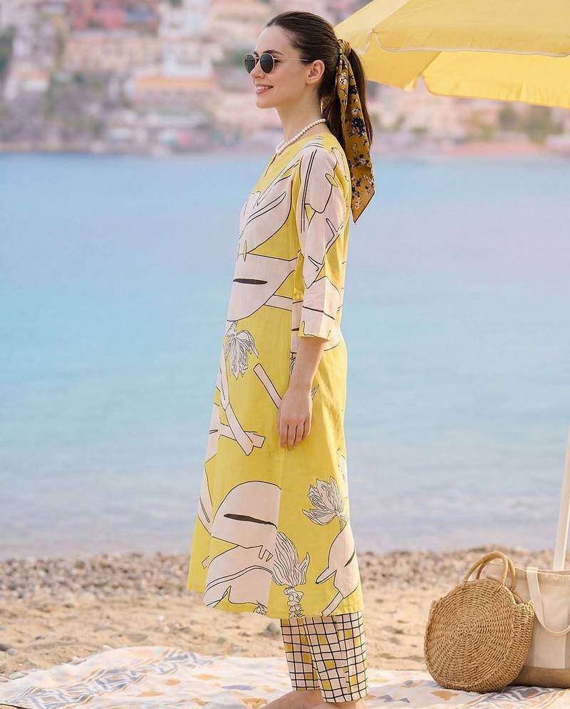 Women Printed Regular Pure Cotton Kurta with Trousers