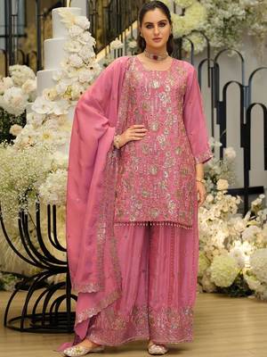 Women Ethnic Motifs Embroidered Regular Sequinned Kurta with Sharara & With Dupatta 1