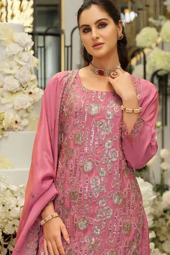 Women Ethnic Motifs Embroidered Regular Sequinned Kurta with Sharara & With Dupatta