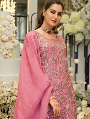Women Ethnic Motifs Embroidered Regular Sequinned Kurta with Sharara & With Dupatta 4