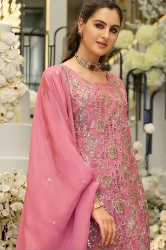 Women Ethnic Motifs Embroidered Regular Sequinned Kurta with Sharara & With Dupatta