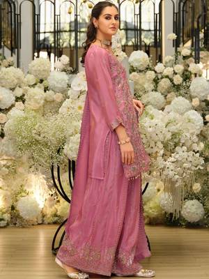Women Ethnic Motifs Embroidered Regular Sequinned Kurta with Sharara & With Dupatta 6