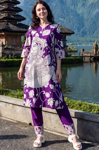 Women Floral Printed Regular Pure Cotton Kurta with Trousers