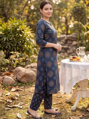 Women Ethnic Motifs Printed Regular Pure Cotton Kurta with Salwar 4