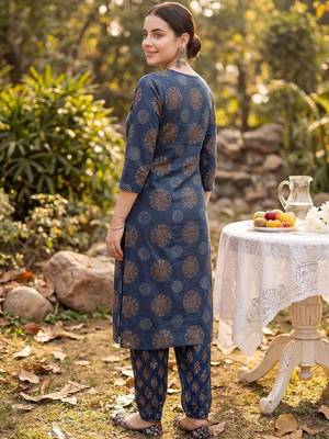 Women Ethnic Motifs Printed Regular Pure Cotton Kurta with Salwar 5
