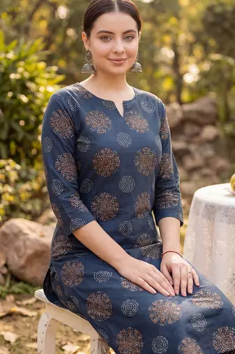 Women Ethnic Motifs Printed Regular Pure Cotton Kurta with Salwar