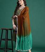 Printed Regular Beads and Stones Pure Cotton Kurta with Trousers & Dupatta