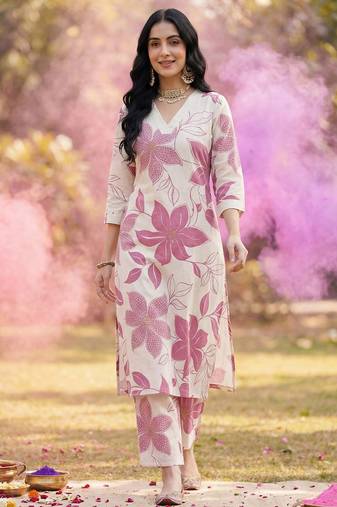 Women Floral Printed Regular  Cotton Kurta with Palazzos