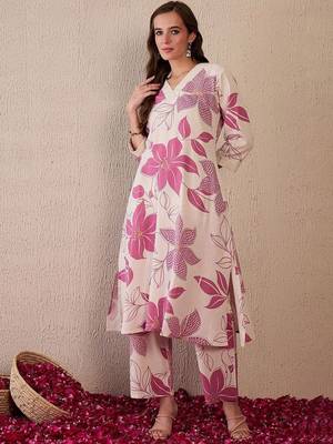 Women Floral Printed Regular Pure Cotton Kurta with Palazzos 2