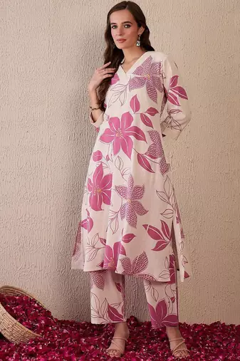 Women Floral Printed Regular Pure Cotton Kurta with Palazzos