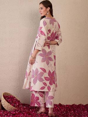 Women Floral Printed Regular Pure Cotton Kurta with Palazzos 5