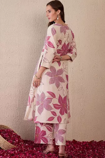 Women Floral Printed Regular Pure Cotton Kurta with Palazzos